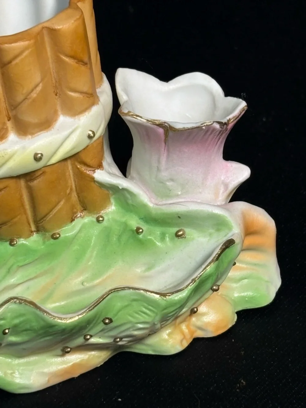 Vintage Occupied Japan Porcelain Bisque Victorian Woman Vase By Paulux 6.5”